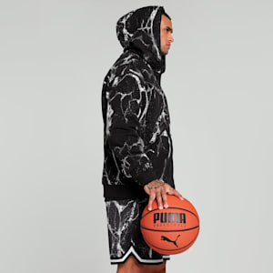 HOOPS x LAFRANCÉ Written in Chrome Men's Basketball Hoodie, PUMA Black-Puma White AOP, extralarge-IND
