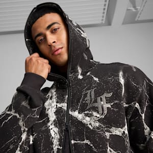 Chamarra PUMA HOOPS x LAFRANCÉ Written in Chrome para hombre, PUMA Black-Puma White AOP, extralarge
