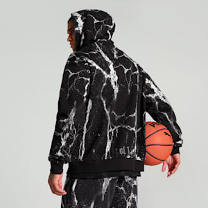 HOOPS x LAFRANCÉ Written in Chrome Men's Basketball Hoodie, PUMA Black-Puma White AOP, extralarge-IND