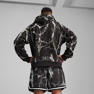 Chamarra PUMA HOOPS x LAFRANCÉ Written in Chrome para hombre, PUMA Black-Puma White AOP, extralarge