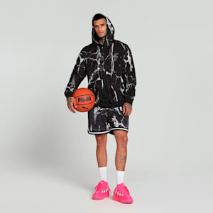 HOOPS x LAFRANCÉ Written in Chrome Men's Basketball Hoodie, PUMA Black-Puma White AOP, extralarge-IND