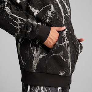 Chamarra PUMA HOOPS x LAFRANCÉ Written in Chrome para hombre, PUMA Black-Puma White AOP, extralarge