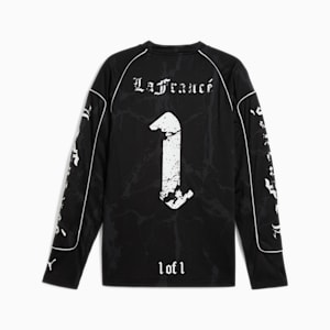 Playera PUMA HOOPS x LAFRANCÉ Written in Chrome para hombre, PUMA Black-Flat Medium Gray AOP, extralarge