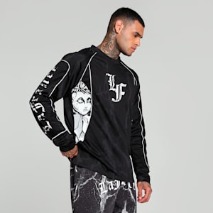 HOOPS x LAFRANCÉ Written in Chrome Men's Relaxed Fit Basketball Jersey, PUMA Black-Flat Medium Gray AOP, extralarge-IND