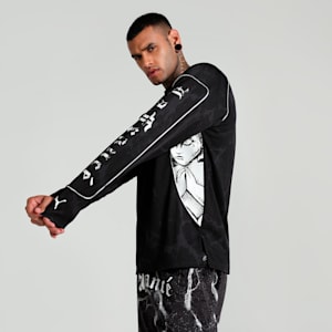 HOOPS x LAFRANCÉ Written in Chrome Men's Relaxed Fit Basketball Jersey, PUMA Black-Flat Medium Gray AOP, extralarge-IND