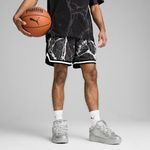 Shorts PUMA HOOPS x LAFRANCÉ Written in Chrome para hombre, PUMA Black-Puma White - AOP, extralarge