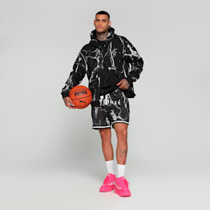 HOOPS x LAFRANCÉ Written in Chrome Men's Relaxed Fit Basketball Shorts, PUMA Black-Puma White - AOP, extralarge-IND