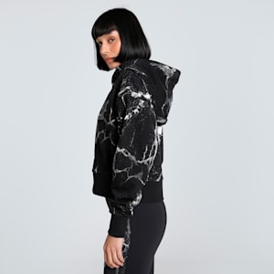 Lafrance W.I.C Women's Relaxed Fit Crop Hoodie, PUMA Black-Puma White AOP, extralarge-IND