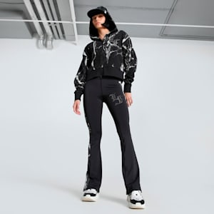Lafrance W.I.C Women's Relaxed Fit Crop Hoodie, PUMA Black-Puma White AOP, extralarge-IND
