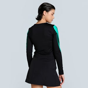 DARE TO Women's Slim Fit Graphic Long Sleeve Tee, PUMA Black, extralarge-IND