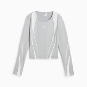 DARE TO Women's Graphic Long Sleeve Tee, Flat Light Gray, extralarge