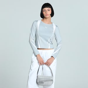 DARE TO Women's Slim Fit Graphic Long Sleeve Tee, Flat Light Gray, extralarge-IND