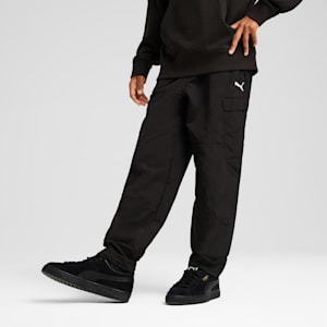 Wardrobe Essentials Big Kids' Relaxed Woven Cargo Pants, PUMA Black, extralarge