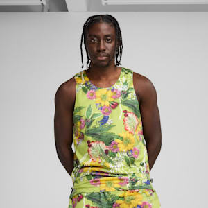 Jersey de básquetbol para hombre Dunked In Florals, Pistachio Green-AOP, extralarge