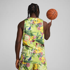 Jersey de básquetbol para hombre Dunked In Florals, Pistachio Green-AOP, extralarge