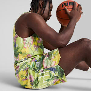 Dunked In Florals Men's All-Over-Print Shorts, Pistachio Green-AOP, extralarge
