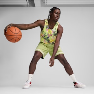 Shorts con estampado integral para hombre Dunked In Florals, Pistachio Green-AOP, extralarge
