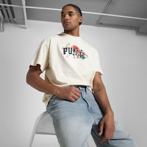 Dunked In Florals Men's Basketball Tee, Alpine Snow, extralarge-IND