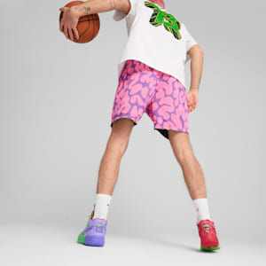 Short de basketball PUMA HOOPS x TMNT Homme, Vine-Ultra Violet-Fast Pink, extralarge