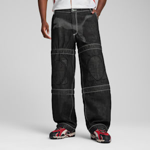 PUMA X A$AP ROCKY Knee Pad Men's Relaxed Fit Pants, PUMA Black-Denim, extralarge-IND
