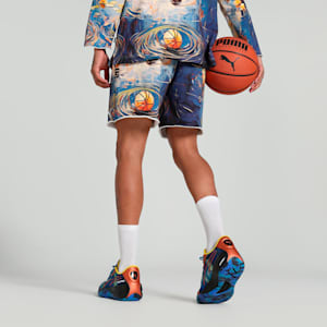 Dylan Exhibit Terry Men's Basketball Shorts, Vivid Blue-AOP, extralarge-IND