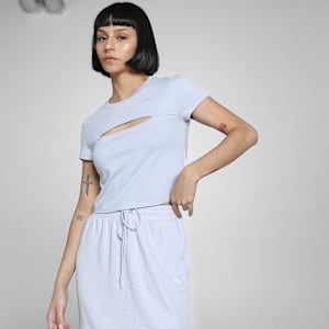 WARDROBE Essentials Women's Slim Fit Cut-Out Crop Tee, Cool Weather, extralarge-IND