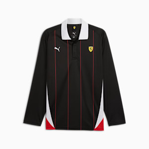 Scuderia Ferrari Race Men's Long Sleeve Relaxed Fit Motorsport Polo, PUMA Black, extralarge-IND