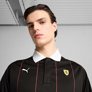 Scuderia Ferrari Race Men's Long Sleeve Relaxed Fit Motorsport Polo, PUMA Black, extralarge-IND
