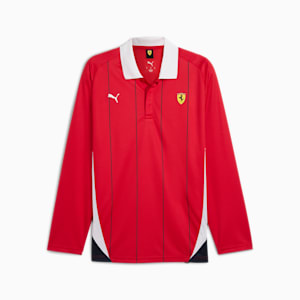 Scuderia Ferrari Race Men's Long Sleeve Relaxed Fit Motorsport Polo, Rosso Corsa, extralarge-IND