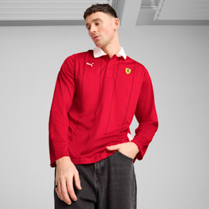 Scuderia Ferrari Race Men's Long Sleeve Relaxed Fit Motorsport Polo, Rosso Corsa, extralarge-IND