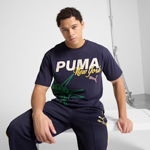 Wardrobe Essentials Bright Lights NYC Flagship Men's Tee, New Navy, extralarge