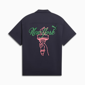 Wardrobe Essentials Bright Lights NYC Flagship Men's Relaxed Tee, New Navy, extralarge
