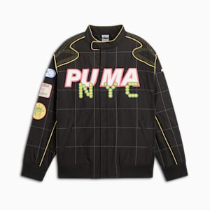 ARCHIVE SEASONAL Bright Lights NYC Flagship Men's Relaxed Racer Jacket, PUMA Black, extralarge
