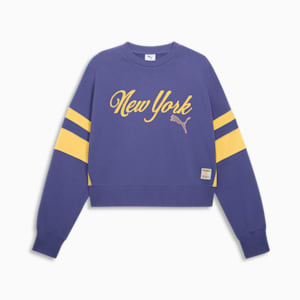 Sudadera de cuello redondo para mujer Wardrobe Essentials Bright Lights NYC Flagship, Blue Crystal, extralarge