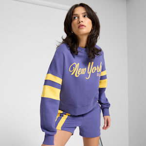 Sudadera de cuello redondo para mujer Wardrobe Essentials Bright Lights NYC Flagship, Blue Crystal, extralarge