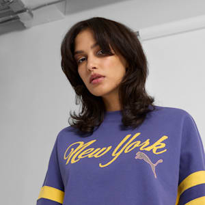 Sudadera de cuello redondo para mujer Wardrobe Essentials Bright Lights NYC Flagship, Blue Crystal, extralarge