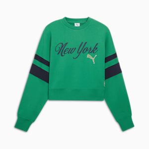Sudadera de cuello redondo para mujer Wardrobe Essentials Bright Lights NYC Flagship, Archive Green, extralarge