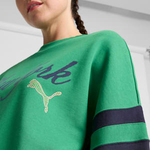 Sudadera de cuello redondo para mujer Wardrobe Essentials Bright Lights NYC Flagship, Archive Green, extralarge