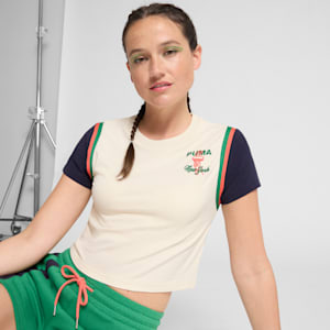 Camiseta ajustada y corta para mujer Bright Lights Wardrobe Essentials NYC Flagship, Alpine Snow, extralarge