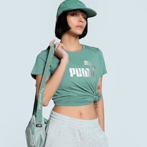 METALLIC No. 1 Logo Women's Tee, Green Moon-metallic silver, extralarge-IND