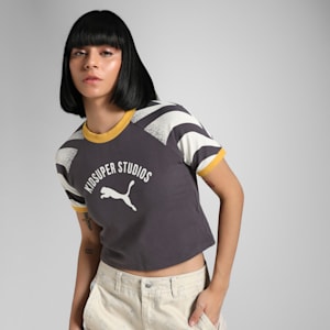 PUMA x KIDSUPER Women's Slim Fit Tee, Dark Coal, extralarge-IND