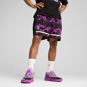 Scoot Purple Lab Men's Basketball Shorts, PUMA Black-Lavender Alert-Pure Magenta, extralarge