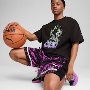 Scoot Purple Lab Men's Basketball Shorts, PUMA Black-Lavender Alert-Pure Magenta, extralarge
