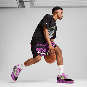 Scoot Purple Lab Men's Basketball Shorts, PUMA Black-Lavender Alert-Pure Magenta, extralarge
