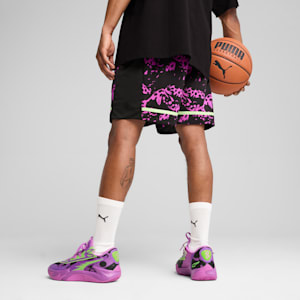 Scoot Purple Lab Men's Basketball Shorts, PUMA Black-Lavender Alert-Pure Magenta, extralarge