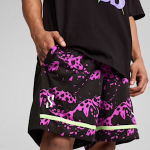 Scoot Purple Lab Men's Basketball Shorts, PUMA Black-Lavender Alert-Pure Magenta, extralarge
