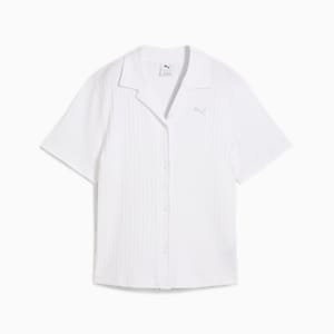 ウィメンズ ワードローブ ESS リブ ポインテール 半袖 シャツ, PUMA White, extralarge-JPN