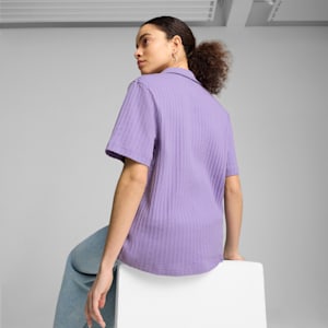 ウィメンズ ワードローブ ESS リブ ポインテール 半袖 シャツ, Lavender Alert, extralarge-JPN