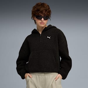 Wardrobe Essentials Women's Polar Fleece Hoodie, PUMA Black, extralarge-IND