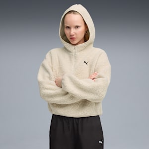 Wardrobe Essentials Women's Polar Fleece Hoodie, Alpine Snow, extralarge-IND